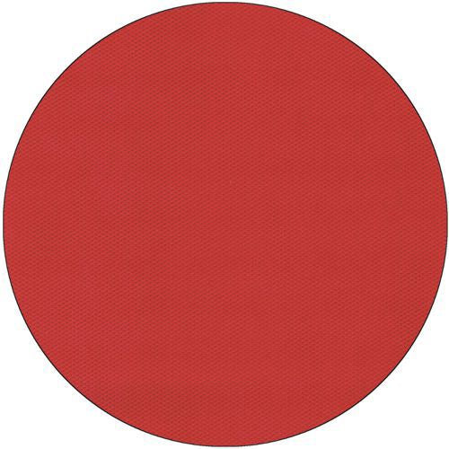 Ein durchgehender roter Kreis mit einer dünnen schwarzen Umrandung auf Weiß, mit einer leicht strukturierten, stoffähnlichen Vliesoberfläche, die an die Starpak-Tischdecke „Soft Selection“ von Starpak erinnert.