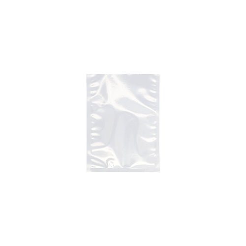 Un sachet à souder Starpak 100, PA/PE transparent de Starpak est centré sur un fond blanc. Le sac scellé, légèrement réfléchissant, est idéal comme sachet sous vide pour aliments ou à utiliser avec une machine à vide à cloche. De légères plis et textures sont visibles.
