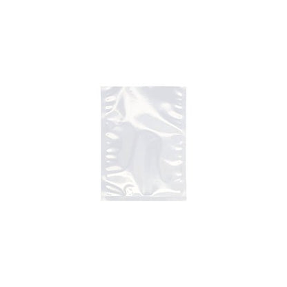 Un sachet à souder Starpak 100, PA/PE transparent de Starpak est centré sur un fond blanc. Le sac scellé, légèrement réfléchissant, est idéal comme sachet sous vide pour aliments ou à utiliser avec une machine à vide à cloche. De légères plis et textures sont visibles.