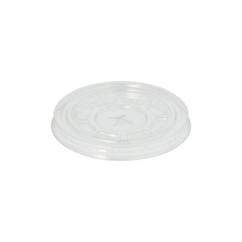 Le couvercle rond en PET transparent « Hurricane » de Starpak, présenté ici avec 50 couvercles de la même marque sur fond blanc, se caractérise par un design épuré et arrondi, avec un centre plat et des bords surélevés – idéal pour répondre aux exigences d'emballage « Hurricane ».