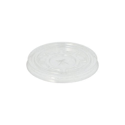 Le couvercle rond en PET transparent « Hurricane » de Starpak, présenté ici avec 50 couvercles de la même marque sur fond blanc, se caractérise par un design épuré et arrondi, avec un centre plat et des bords surélevés – idéal pour répondre aux exigences d'emballage « Hurricane ».