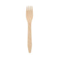 Une PAPSTAR fourchette en bois FSC® "pure", écologique (16,5 cm), de PAPSTAR GmbH, est placée au centre sur un fond blanc.