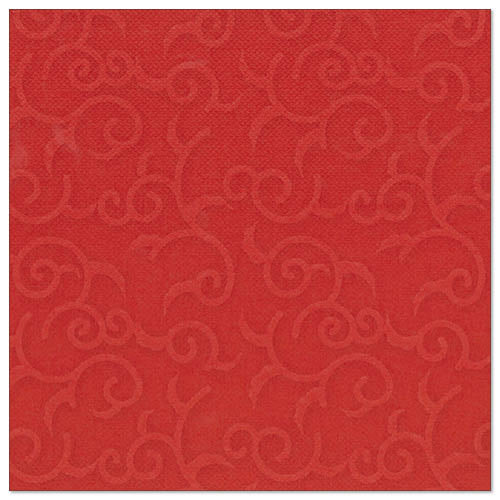 Die PAPSTAR 50 Servietten "ROYAL Collection" 1/4-Falz, 40 x 40 cm in rot, von PAPSTAR GmbH haben ein dezentes, geprägtes Schneckenmuster über die gesamte Fläche für eine elegante Strukturoptik.