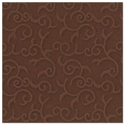 Les PAPSTAR 50 serviettes "ROYAL Collection" 1/4-pli 40 x 40 cm en marron de PAPSTAR GmbH sont ornées d'un motif en relief de volutes, ajoutant une touche structurée et élégante - parfait pour la table dressée.