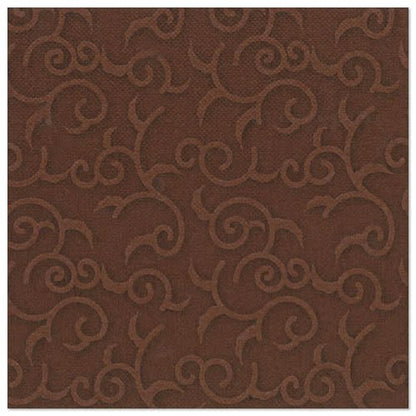 Les PAPSTAR 50 serviettes "ROYAL Collection" 1/4-pli 40 x 40 cm en marron de PAPSTAR GmbH sont ornées d'un motif en relief de volutes, ajoutant une touche structurée et élégante - parfait pour la table dressée.