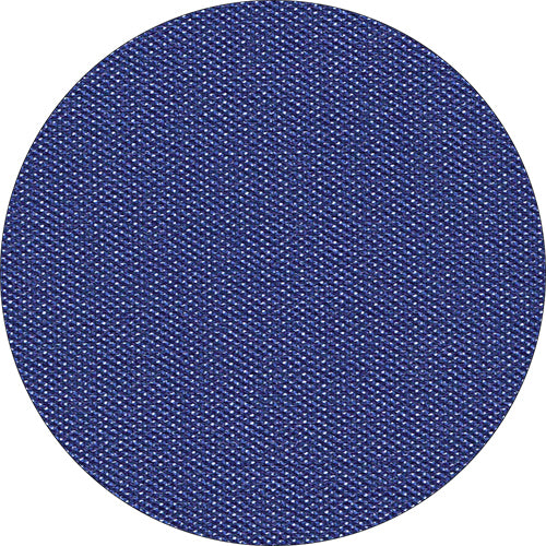 Un gros plan d'une nappe ronde bleue Starpak 20, non-tissé « Soft Selection Plus » (80 x 80 cm), montrant sa texture semblable à du tissu avec des fils tissés en détail.