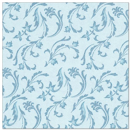 Les 50 serviettes "ROYAL Collection" (1/4 pli, 40 x 40 cm) de PAPSTAR GmbH en turquoise présentent un motif élégant et uniforme de volutes florales et de feuilles pour une décoration de table raffinée.