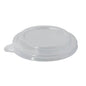 Le couvercle Starpak 50 pour saladiers, PS "To Go" Ø 12,5 cm · 2,1 cm clair (50 pièces) est un couvercle transparent et rond avec une languette latérale, parfait pour les saladiers ou les contenants à emporter. Photographié sur un fond blanc simple.