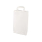 Die PAPSTAR 50 Tragetaschen der PAPSTAR GmbH sind weiße Papiertaschen mit flachen Böden und Henkeln, die aufrecht vor weißem Hintergrund stehen - eine umweltfreundliche Tragetasche für den täglichen Gebrauch.