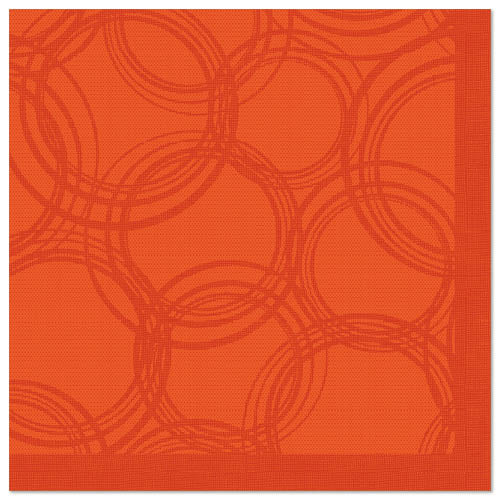 Les PAPSTAR 50 serviettes "ROYAL Collection" 1/4 pli 40 x 40 cm nectarine de la PAPSTAR GmbH apportent avec leur teinte carrée orange nectarine et leurs motifs circulaires subtils ainsi que leur bordure unie un style élégant à la table - idéal pour toute ambiance.