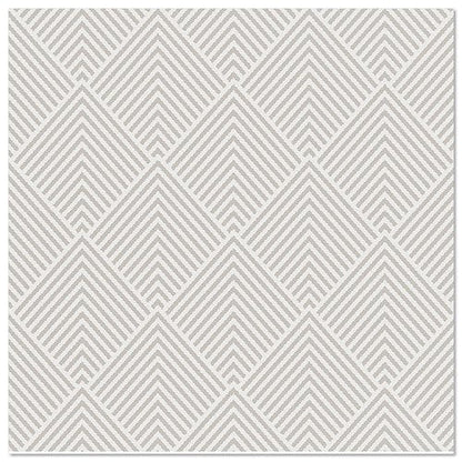 Un motif géométrique répétitif de formes losanges gris clair avec des lignes en chevrons sur fond blanc, idéal pour PAPSTAR 50 serviettes "ROYAL Collection" 1/4-pli 40 x 40 cm gris de PAPSTAR GmbH.