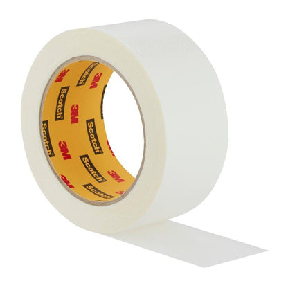 Ruban adhésif Scotch® Universal 2904 de 3M Deutschland GmbH, un rouleau de ruban blanc (25 m x 48 mm) avec un marquage de noyau intérieur visible et une longueur de bande légèrement déroulée.