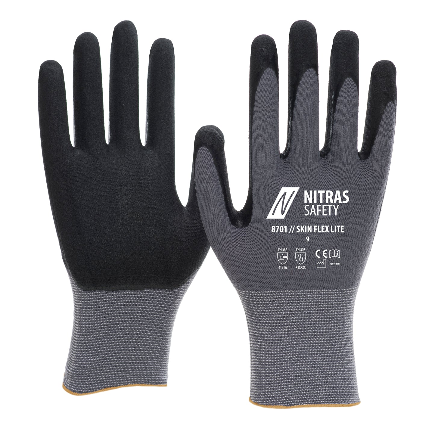NITRAS SKIN FLEX LITE, gants de montage, gris/noir