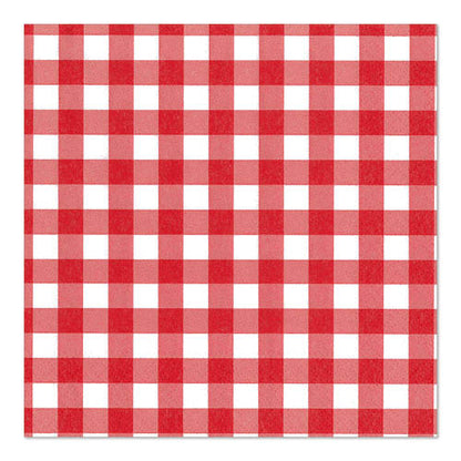 PAPSTAR 100 serviettes, 3 couches (33 x 33 cm), de PAPSTAR GmbH – motif à carreaux rouges et blancs au design intemporel, idéal pour des décorations de table élégantes.