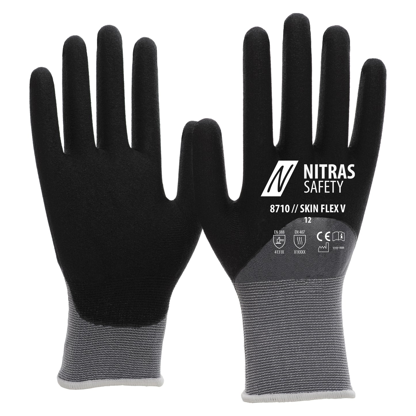 NITRAS SKIN FLEX V, gants de montage, gris / noir