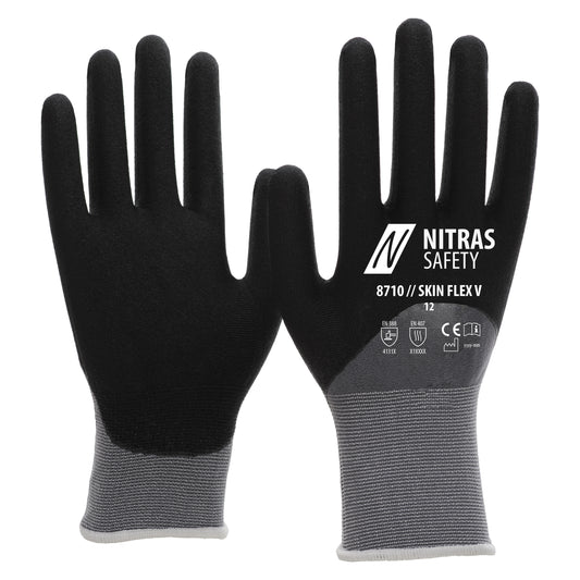 NITRAS SKIN FLEX V, gants de montage, gris / noir