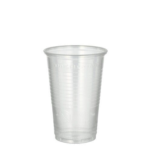 Le gobelet Starpak 25 en PP (0,2l, Ø7,03cm, 9,9cm) est transparent avec des rainures horizontales et un bord légèrement évasé – idéal pour les déplacements.
