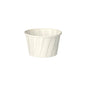 Le gobelet à vinaigrette rond PAPSTAR, 6,6 cm, blanc, papier "pure" (100 pièces) de la société PAPSTAR GmbH est un gobelet en carton plié respectueux de l'environnement pour épices ou sauces, illustré vide sur un fond blanc simple.
