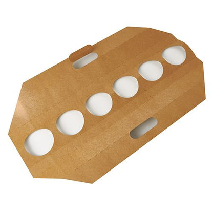 Les plateaux de transport "pure" (12x9,5 cm, brun) de PAPSTAR GmbH contiennent 6 gobelets, ont quatre poignées rectangulaires et sont fabriqués en carton écologique - parfaits pour le transport durable de boissons. Paquet de 30 avec film rétractable.
