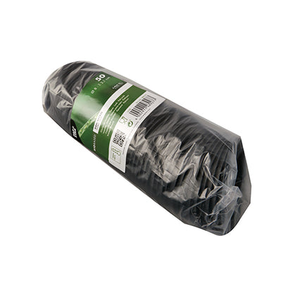 Eine Packung mit 50 weißen runden Kuppeldeckeln aus C-PLA von PAPSTAR GmbH, 2,1 cm hoch, in einer durchsichtigen Verpackung mit einem grün-weißen Etikett mit technischen Daten, Barcode und Hinweisen auf vielseitige Anwendungen.