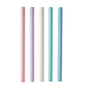 Cinq PAPSTAR pailles en papier Bubble Tea (Ø12mm, 20cm) en rose, lavande, blanc, vert menthe et bleu clair se tiennent verticalement en ligne devant un fond blanc simple. Marque : PAPSTAR GmbH. Emballage : 200 pièces.