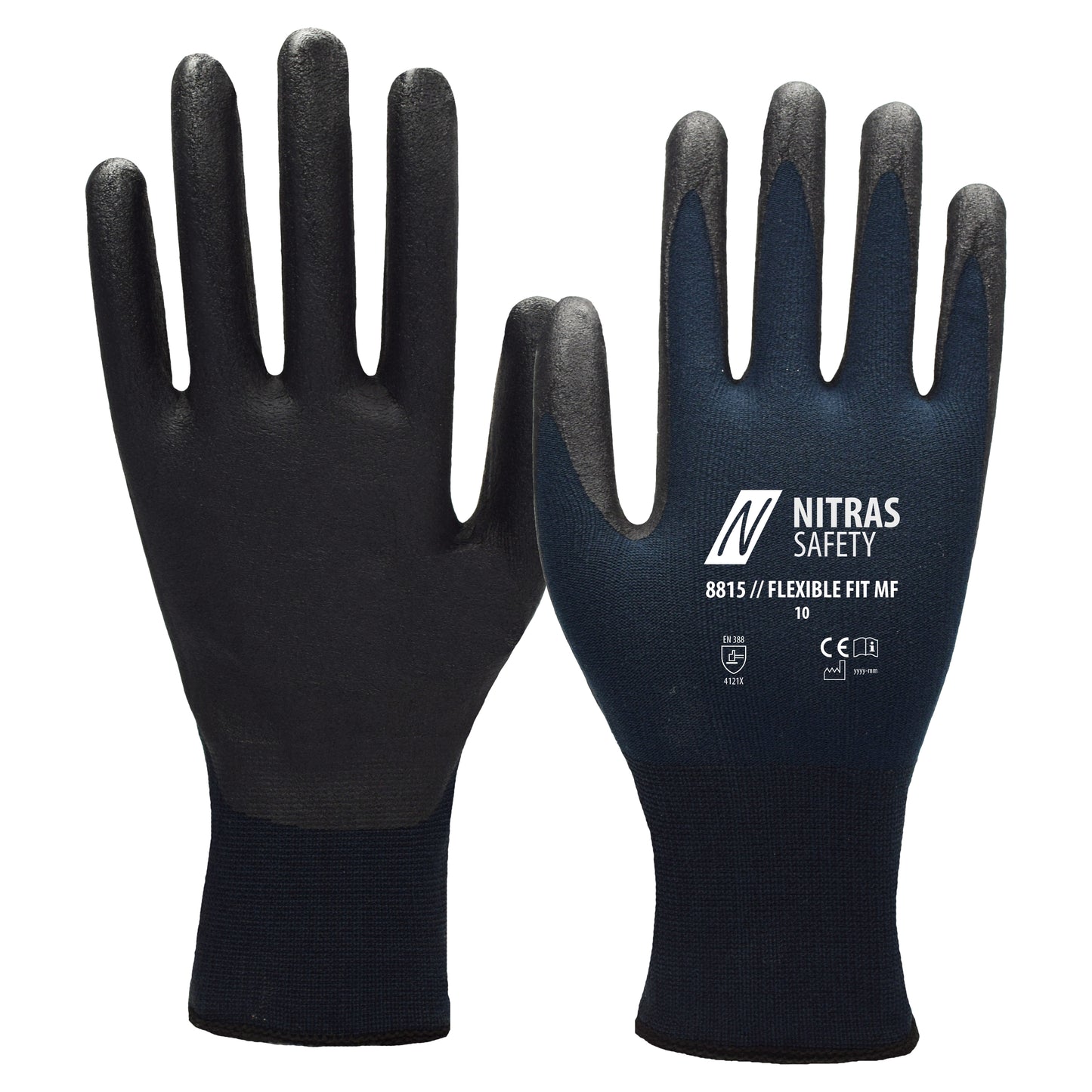 NITRAS FLEXIBLE FIT MF, gants de montage, bleu foncé / noir