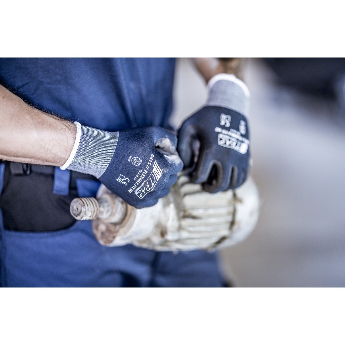 NITRAS FLEXIBLE FIT MF, gants de montage, bleu foncé / noir