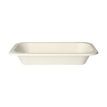 Les PAPSTAR 100 plats scellés sont des plateaux blancs, rectangulaires en canne à sucre écologique de la PAPSTAR GmbH – idéaux pour un service durable.