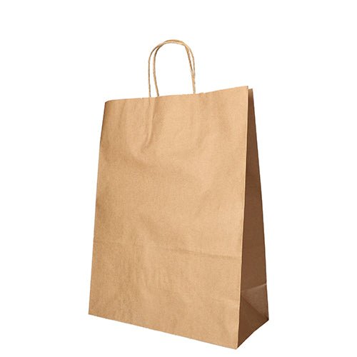 Un PAPSTAR 25 sacs en papier avec poignées torsadées de la marque PAPSTAR GmbH se tient debout sur un fond blanc.
