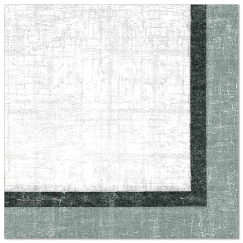 Une image carrée texturée reflète le style élégant et multicouche des PAPSTAR 50 serviettes "ROYAL Collection" 1/4-papillon 40 x 40 cm Design by PAPSTAR GmbH, avec un centre blanc encadré par des bords gris foncé et verts atténués.
