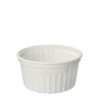 Un gobelet à soupe Starpak 25, en PP « To Go », Ø 11,5 cm, de couleur blanche, avec une surface texturée et la mention « 100 % RECYCLABLE » estampée sur le côté, d'une contenance de 500 ml, présenté vide sur fond blanc.