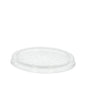Couvercles Starpak 25 "To Go" en PP transparent et résistant, chacun Ø 11,5 cm, avec un motif floral discret au centre et illustrés sur un fond blanc simple. (25 pièces).