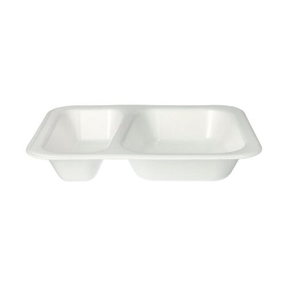 Les Starpak 100 barquettes scellées sont des plateaux XPS blancs rectangulaires avec deux compartiments, idéales pour servir des aliments. Les plateaux jetables de Starpak sont fabriqués en laminé isolé pour une protection optimale des aliments.