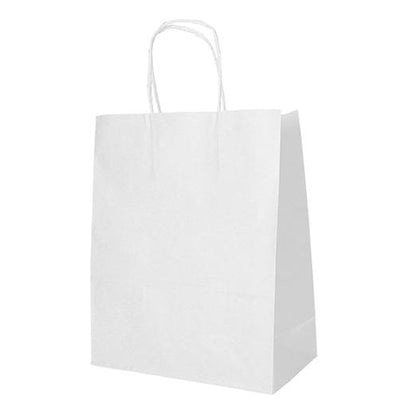 Un simple PAPSTAR 25 sacs en papier avec poignée torsadée de PAPSTAR GmbH se tient debout sur un fond blanc. Le sac en papier est vide et sans marque.