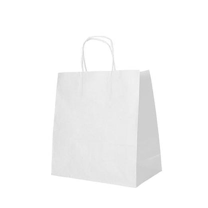 Un PAPSTAR 25 sacs en papier avec poignées torsadées de PAPSTAR GmbH se tient debout sur un fond blanc.