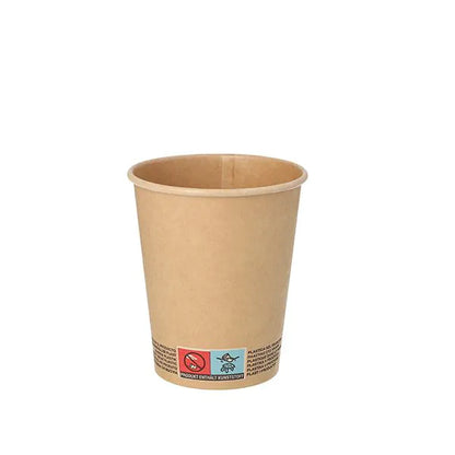 Un PAPSTAR GmbH 50 gobelets, papier 0,2 l avec un avertissement près du bas est illustré sur un fond blanc.