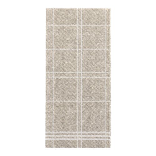 Un tapis rectangulaire beige avec un simple motif en grille blanche, inspiré du design élégant des PAPSTAR 100 serviettes « ROYAL Collection » 1/6-pli (48 x 33 cm) de la PAPSTAR GmbH.