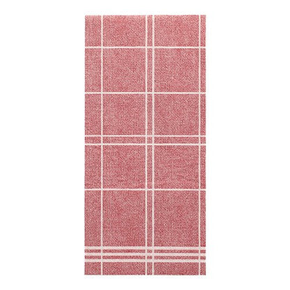 Une serviette rectangulaire rouge de la PAPSTAR GmbH de la ROYAL Collection (48 cm x 33 cm, 1/6-pli) présente un motif en grille blanche avec des lignes régulières et une texture légèrement rugueuse.