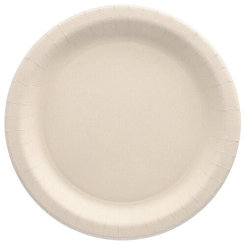 Le PAPSTAR 50 assiettes, restes agricoles « pure », rondes et blanches, de PAPSTAR GmbH est une assiette jetable blanche, simple et ronde, dotée d'un bord cannelé : une solution écologique pour servir des plats.