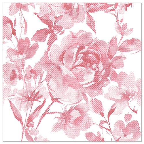 Les 20 serviettes "Collection ROYAL" (1/4 pli, 40 x 40 cm) de PAPSTAR GmbH offrent avec leur motif dense de roses aquarelles roses et de feuilles sur fond blanc une qualité de tissu haut de gamme - idéal pour la table élégamment dressée.