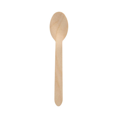 La cuillère en bois PAPSTAR "pure" 16 cm, cirée, écologique (100 pièces, PAPSTAR GmbH) est illustrée avec un bol arrondi et un manche droit - idéale pour une utilisation dans la gastronomie.