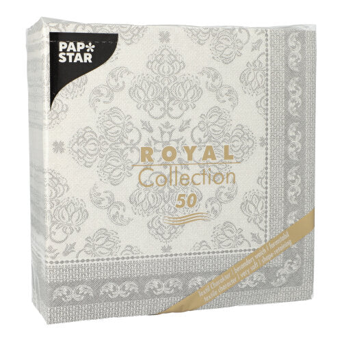 Un paquet de 50 serviettes grises PAPSTAR "ROYAL Collection" 40x40 cm (1/4 pliée) de PAPSTAR GmbH.