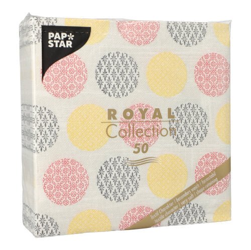 Un paquet de 50 serviettes "ROYAL Collection" 40 x 40 cm, 1/4 pli, en jaune de PAPSTAR GmbH.