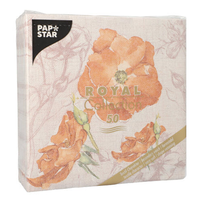 Un paquet de 50 PAPSTAR "ROYAL Collection" serviettes (40x40 cm, 1/4 pli) en nectarine de PAPSTAR GmbH, avec un design élégant.