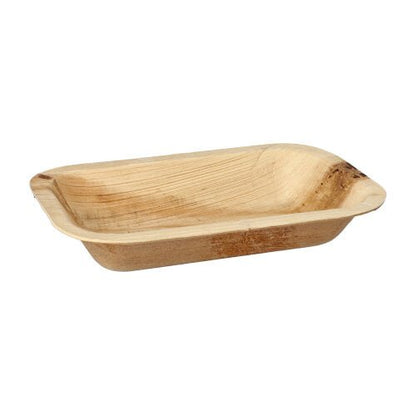 Les PAPSTAR GmbH 25 bols scellés en feuille de palmier "pure" carrés sont des bols rectangulaires et plats avec des bords arrondis, un grain de bois naturel visible et des nœuds. Ils sont lisses, vides, non finis, écologiques et biodégradables.