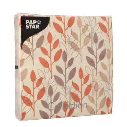 Un paquet de PAPSTAR 20 serviettes rouges 3 épaisseurs (33 x 33 cm, 1/4 pliées) de la PAPSTAR GmbH, emballé dans un emballage plastique transparent.