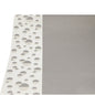 La nappe PAPSTAR (papier, 3 m x 1,2 m) de PAPSTAR GmbH est rectangulaire, avec une surface gris clair avec un bord blanc et des cercles gris de tailles différentes sur fond blanc.