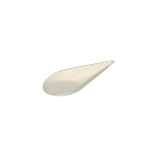 Un seul, blanc PAPSTAR Assiette à amuse-bouches en canne à sucre « pure » de PAPSTAR Une société à responsabilité limitée (GmbH) sur un fond blanc uni.
