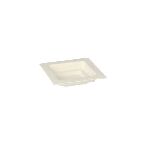 Le PAPSTAR 50 assiettes de bouchées de la PAPSTAR GmbH est une petite assiette carrée blanche en canne à sucre (blanc « pur »), idéale pour servir des entrées. Elle présente un bord plat et un centre plat ; elle est représentée sur un fond blanc uni.