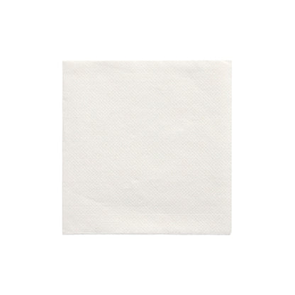 Une seule PAPSTAR serviette 1/4 pli, 24x24 cm, blanche de la "DAILY Collection" (PAPSTAR GmbH) est posée à plat sur un fond blanc et est vue de dessus.